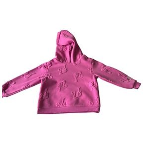 Barbie Pink Hoodie Sweatshirt 2T Toddler Girl Embossed Logo